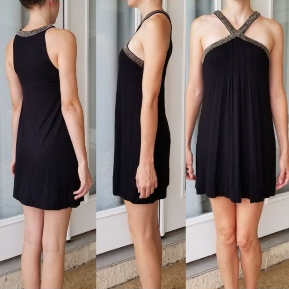 Express Black Beaded Neck Dress